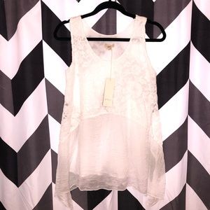 NWT White Lace Pure Silk Top